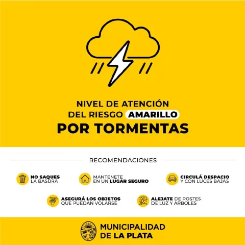 CLIMA ADVERSO EN LA REGIÓN | Emiten alerta amarillo por tormentas severas y ráfagas para este miércoles en La Plata