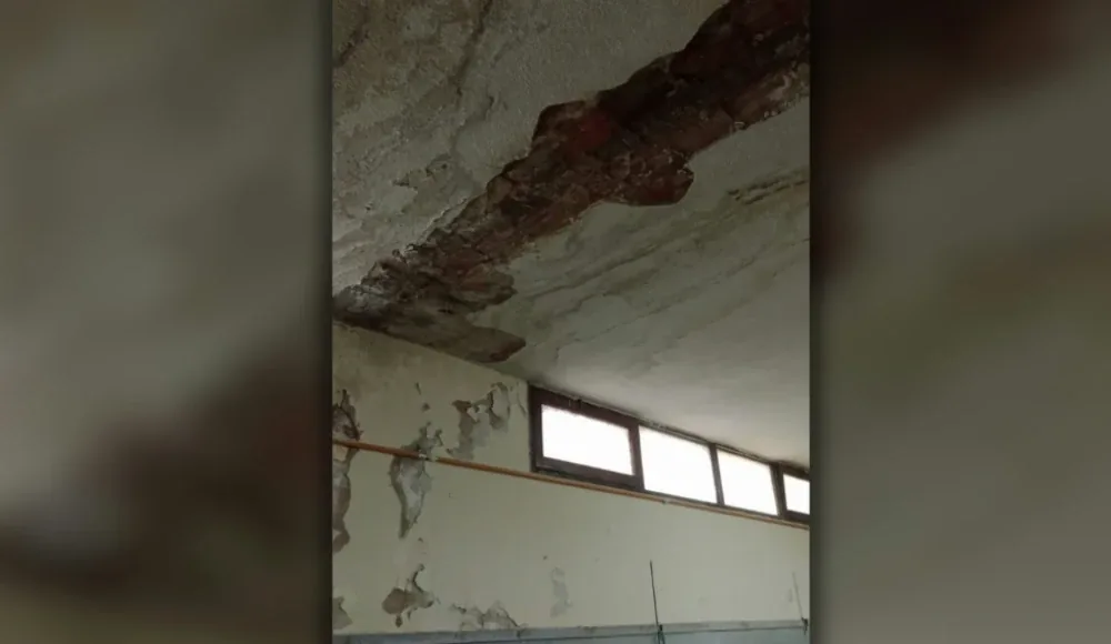 Se cayó parte del techo de una escuela platense e hirió a la directora